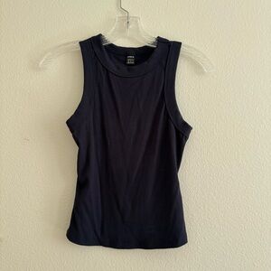 Navy Blue Ribbed Tank Top